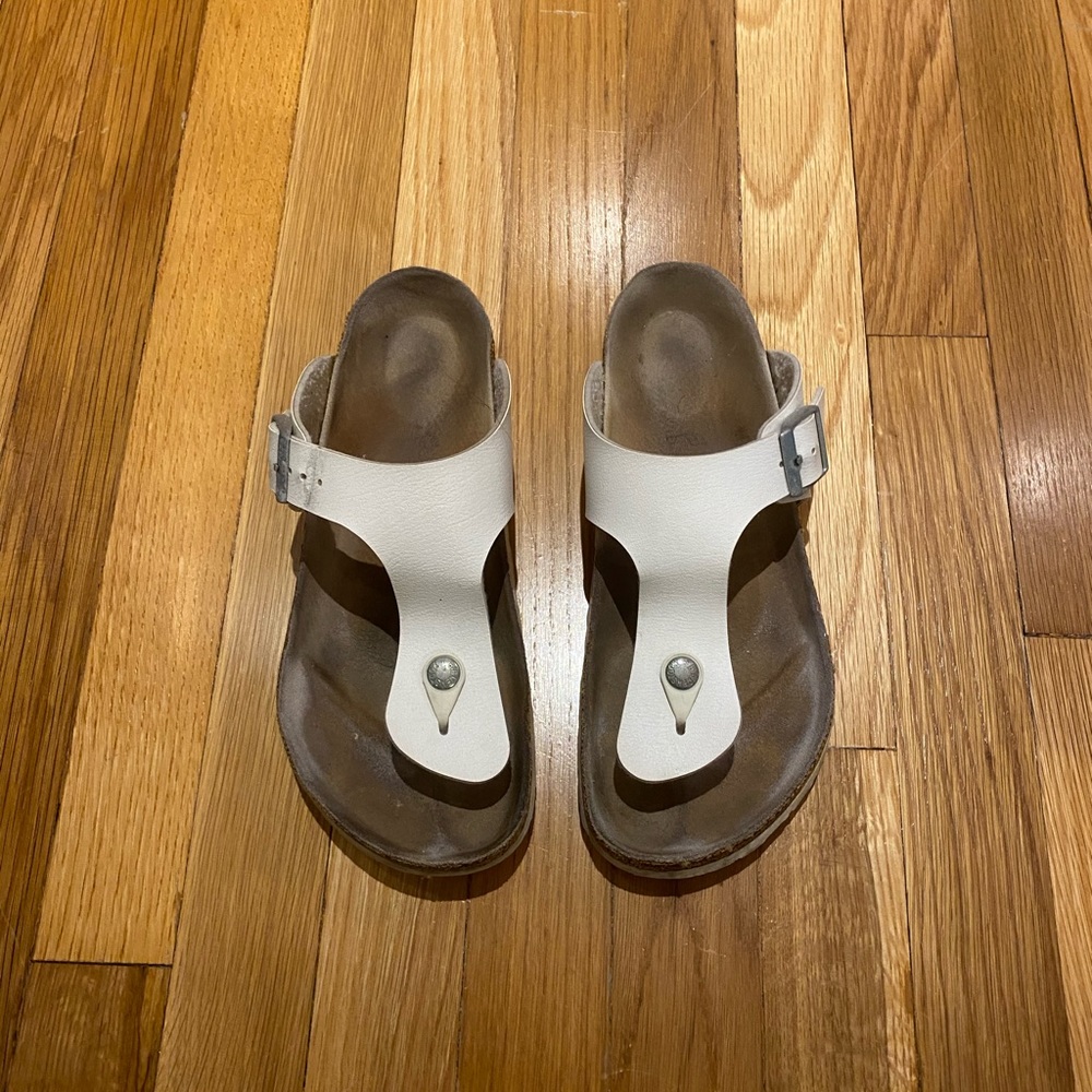 Rare White Birkenstock Gizeh Sandals